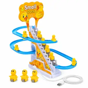 Rechargeable Small Duck Climbing Stairs Toy for Kids with Music and LED Lights
