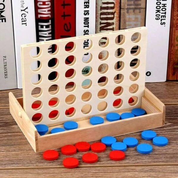 Connect 4 in a Row Wooden Board Game