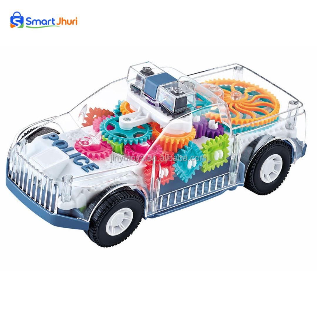 Rechargeable Gear Police Car Toy – Transparent Mechanical Gear Car for Kids - Image 2